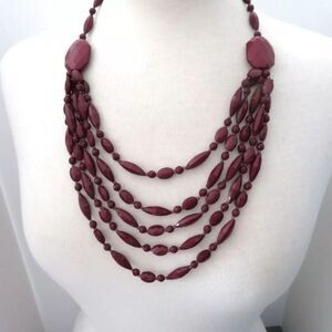 NEW TALBOTS BURGUNDY ACRYLIC NECKLACE 18-21"